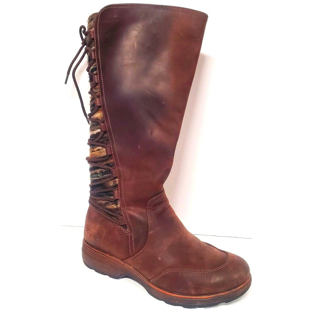 Bionica Epping Aztec brown leather knee high lace up waterproof boots 8